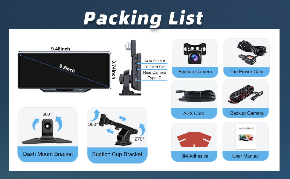 9.3 inch Wireless CarPlay & Android Auto IPS Touch screen