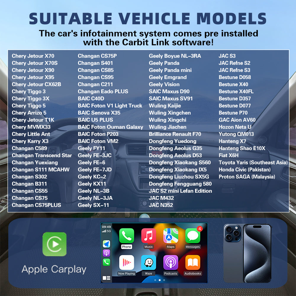 carbitlink to wireless carplay adapter for Chery, Jetway, Geely, GAC、changan