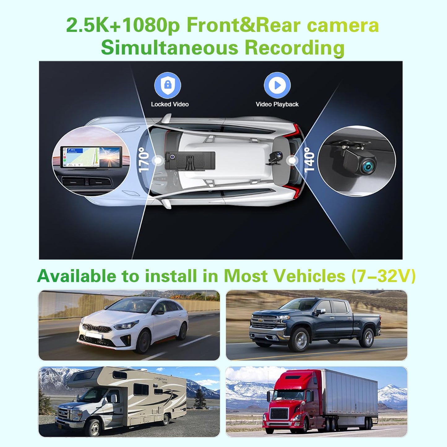 10.26inch wireless carplay Android Auto Three cameras