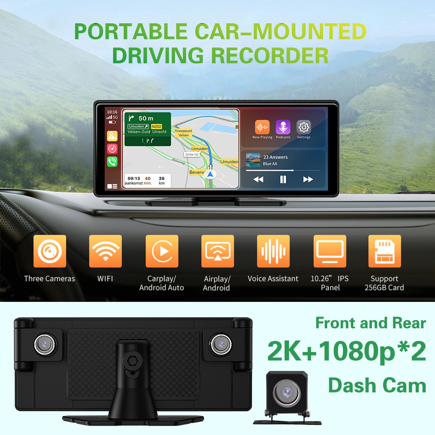 10.26inch wireless carplay Android Auto Three cameras