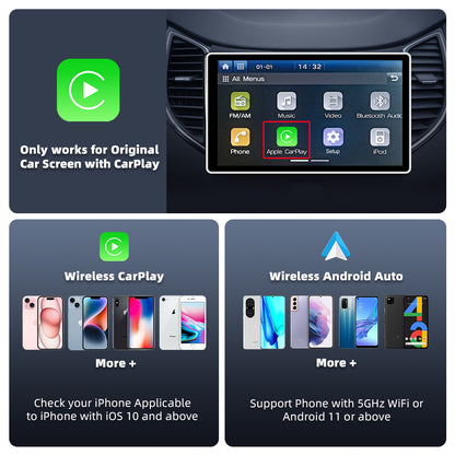 Wireless CarPlay & Android Auto ai box 4+64GB/8+128GB