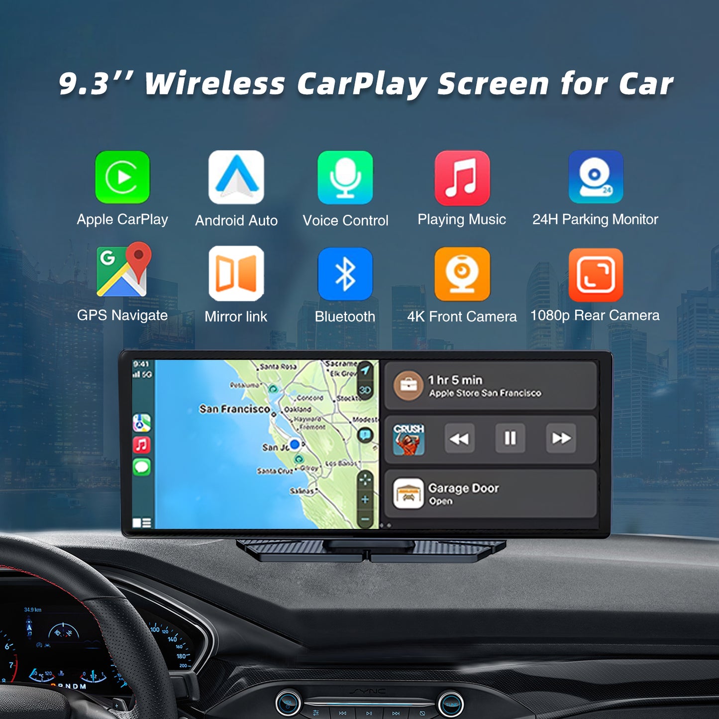 9.3 inch Wireless CarPlay & Android Auto IPS Touch screen