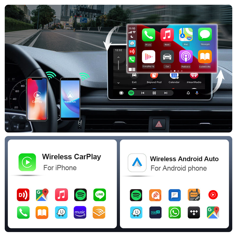 Wireless CarPlay & Android Auto ai box 4+64GB/8+128GB
