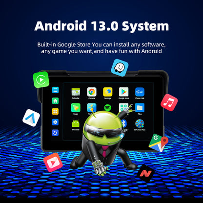 7inch motorcycle&carplay android auto Android 13 system 2+16GB with YouTube TikTok Netflix
