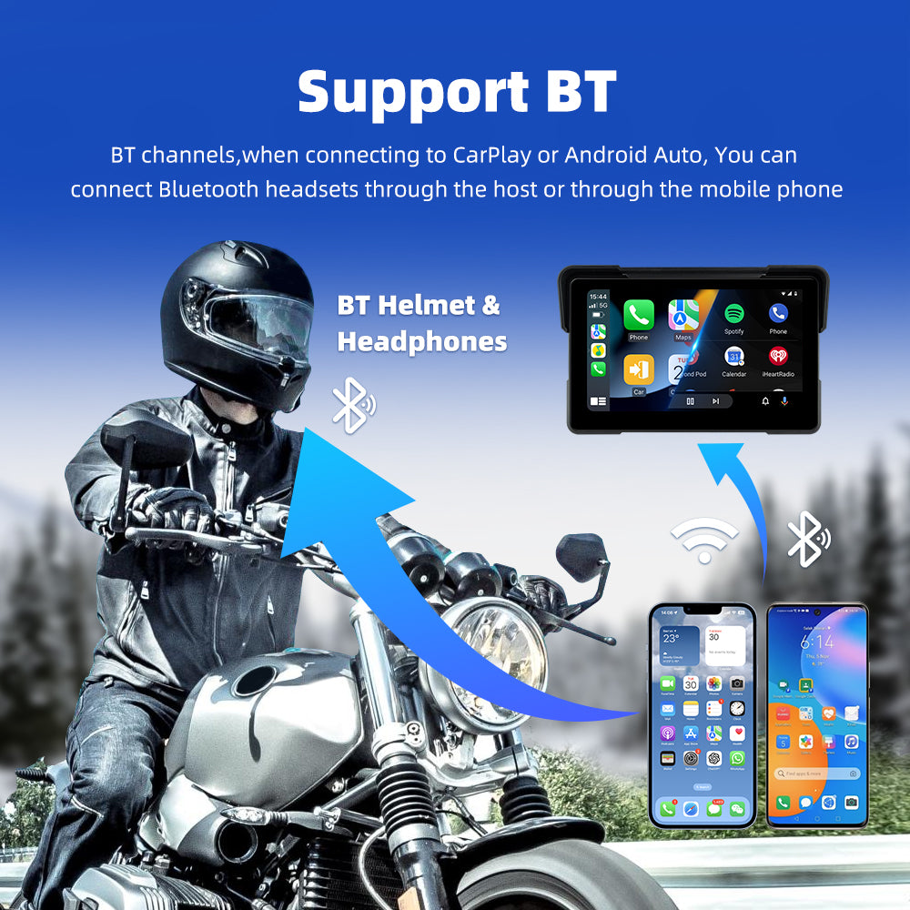 7inch motorcycle&carplay android auto Android 13 system 2+16GB with YouTube TikTok Netflix
