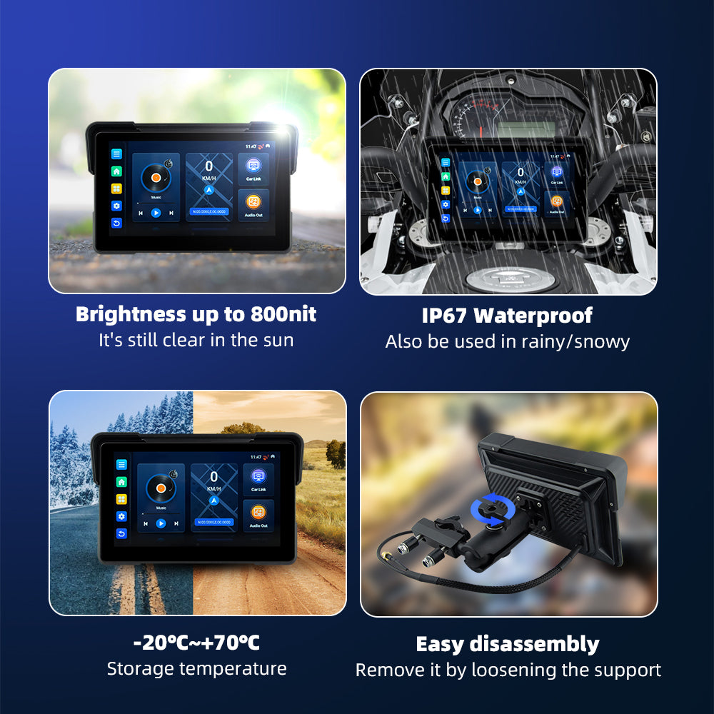 7inch motorcycle&carplay android auto Android 13 system 2+16GB with YouTube TikTok Netflix