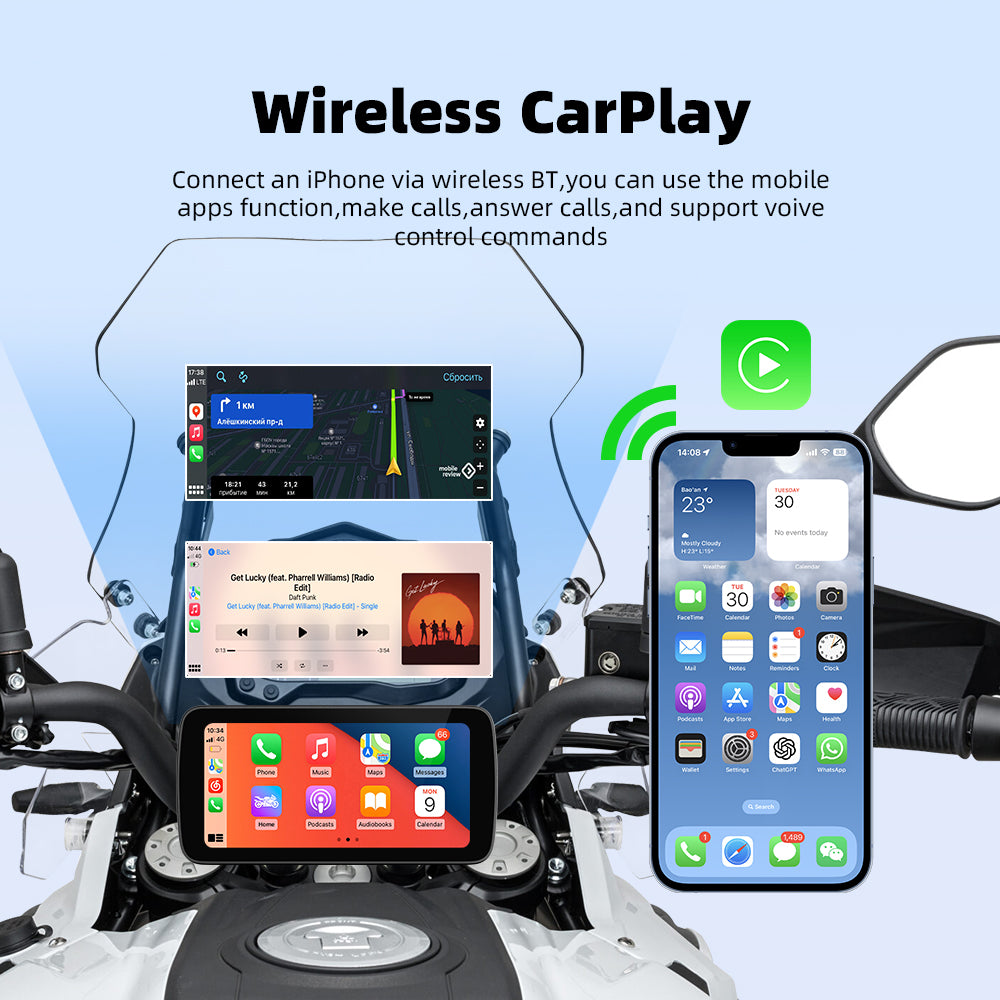 6.25 inch wireless motorcycle Apple CarPlay and Android Auto  screen